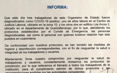 OJ confirma casos de COVID-19 en Quetzaltenango