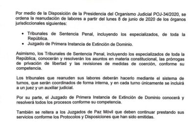 Reanudan actividades en el Organismo Judicial