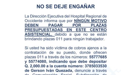 Denuncian en el MP a personas que estafan a personal de enfermería del HRO