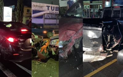 05 vehículos accidentados, motorista sufre caída y reporte de pilotos ebrios. La primera noche sin Toque de Queda en Xela