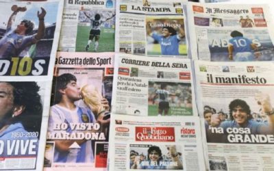 Desde el «Boston Globe» hasta el «L’Équipe» de Francia, las portadas por la muerte de Diego Maradona