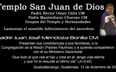 Muere el padre Juan José Mendoza, Iglesia San Juan de Dios