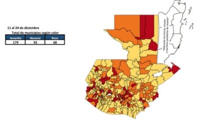 Se actualiza tablero covid en Guatemala. Ahora son más municipios en amarillo