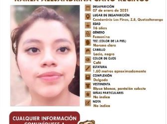 Quetzaltenango: Activan alerta para localizar a una adolescente