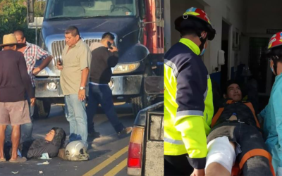 Motorista se salva de morir, fue  atropellado por camión en ruta al Pacífico