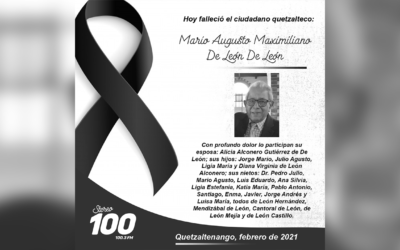 Muere el quetzalteco, Mario Augusto Maximiliano De León De León