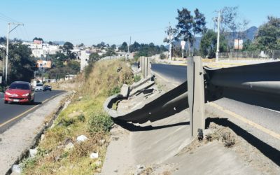 Barandal en el periférico de Xela sigue dañado