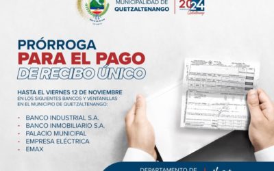 Concejo de Xela autoriza ampliar fecha de pago de recibo único