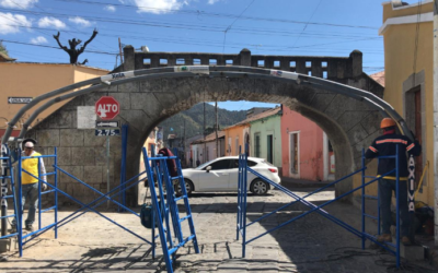 Reinstalan arco para evitar más daños al puente Los Chocoyos