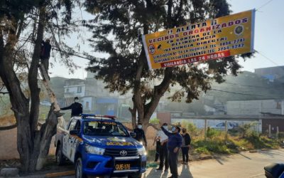 PNC instala mantas vinílicas en la zona 9 de Quetzaltenango con el objetivo de prevenir hechos delictivos.