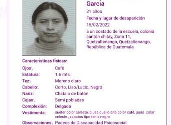 Activan alerta para localizar a mujer en Quetzaltenango