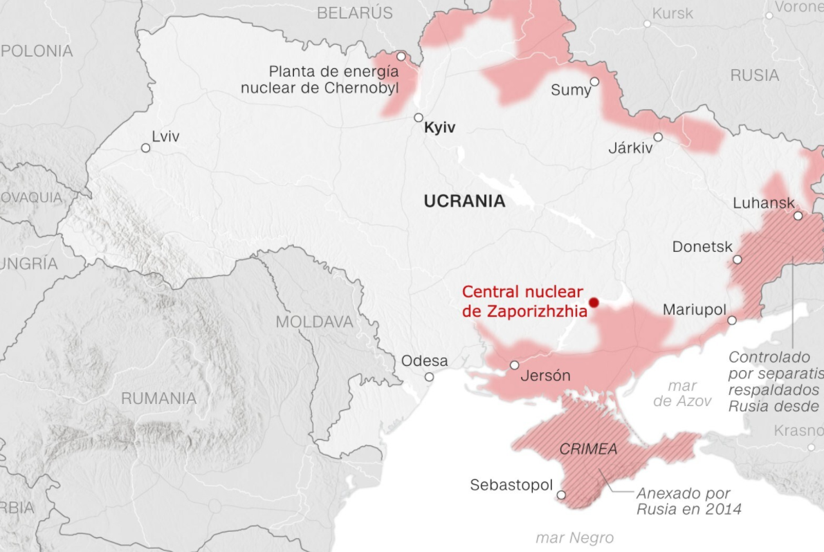 Alerta en Ucrania por riesgo de explosión por incendio en la central nuclear más grande de Europa