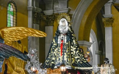 Alegoría del Anda que porta a la Consagrada y Coronada Imagen de Nuestra Señora de Soledad, Parroquia el Calvario Quetzaltenango.