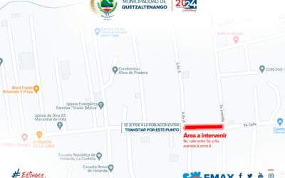 Cerrarán carriles en zona 9 de Quetzaltenango por trabajos de remodelación