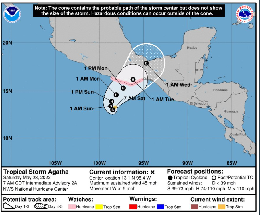Insivumeh informa que recién formada tormenta Agatha no representa peligro directo para Guatemala