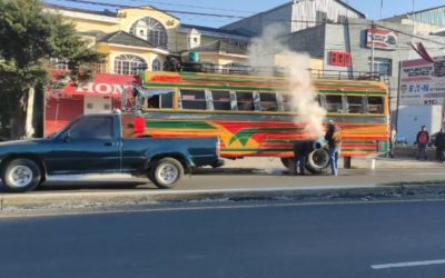 Bus se incendia en la zona 7 de Quetzaltenango