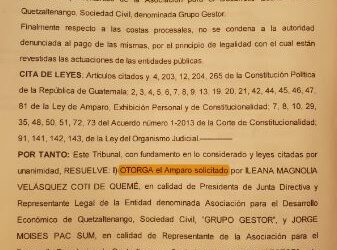 Sala de Apelaciones otorga amparo por Cideq