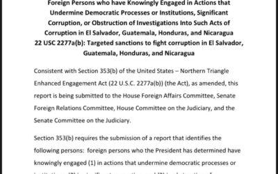 10 funcionarios y EX FUNCIONARIOS públicos de Guatemala fueron incluidos en la lista Engel.