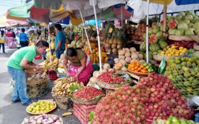 ¿Cuáles son los precios promedio de fruta en el mercado La Democracia de Xela?