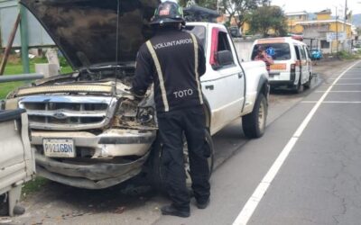 Dos heridos en colisión en la ruta entre Cuatro Caminos y Totonicapán