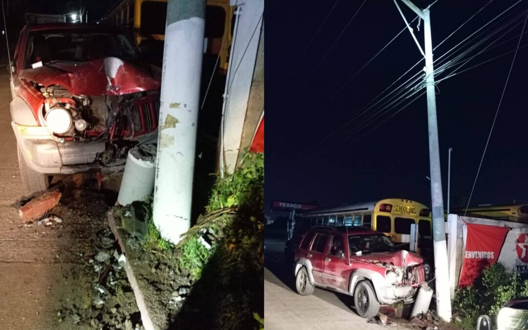 Vehículo destruyó infraestructura eléctrica en ruta a Olintepeque