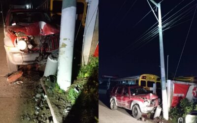 Vehículo destruyó infraestructura eléctrica en ruta a Olintepeque