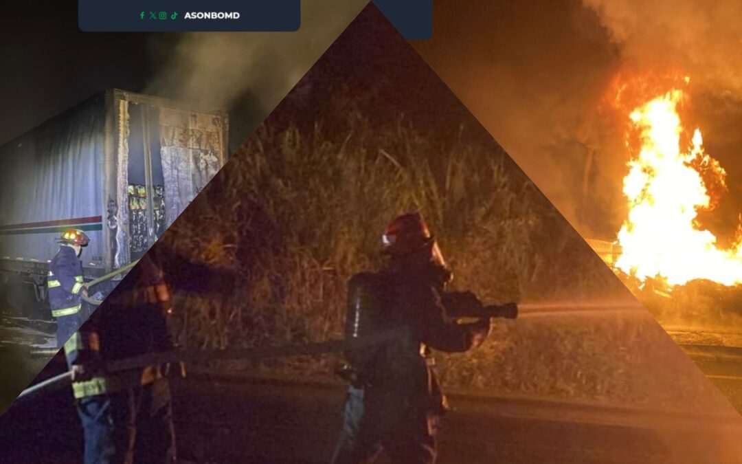 Tráiler se incendia en ruta al Pacífico