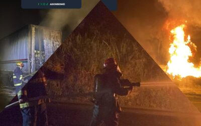 Tráiler se incendia en ruta al Pacífico