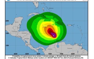 La tormenta tropical Melissa se estanca sobre el mar Caribe y amenaza con intensificarse a huracán