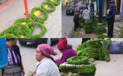 Venta temprana de flores y coronas en Xela para el Día de los Santos