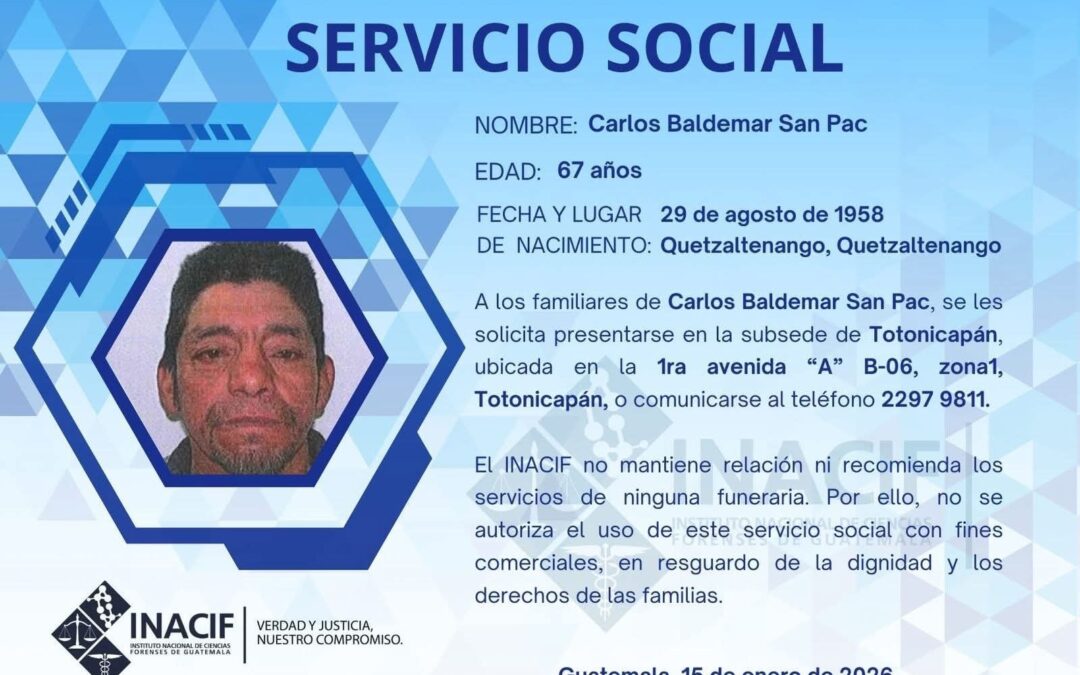 INACIF Totonicapán solicita localizar a familiares
