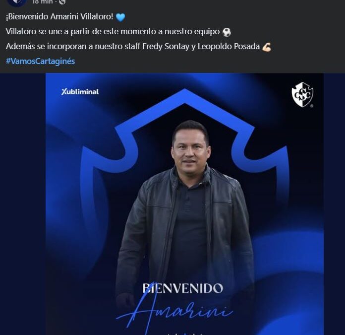 Cartaginés oficializa la llegada del guatemalteco Amarini Villatoro como nuevo director técnico