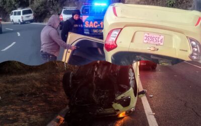 Mujer resulta con crisis nerviosa tras perder el control de su vehículo en Totonicapán