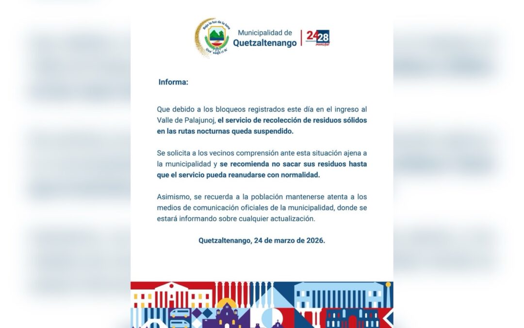 Suspenden recolección nocturna de basura en Xela por bloqueos en Palajunoj