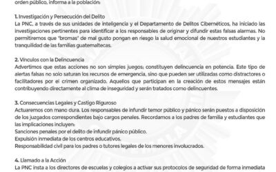 PNC advierte acciones legales por mensajes alarmistas en centros educativos