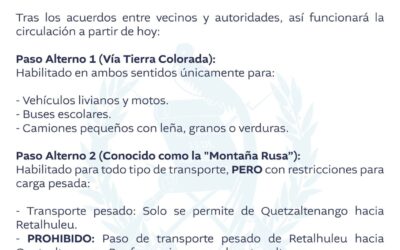 Movilidad en la ruta entre Quetzaltenango y Retalhuleu entra en nueva fase