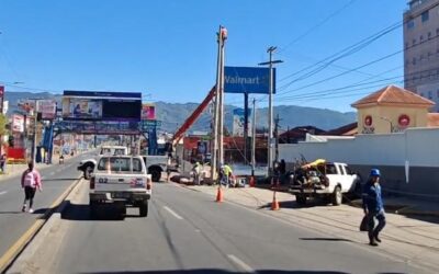 Paso cerrado por poda en la avenida Las Américas de Quetzaltenango