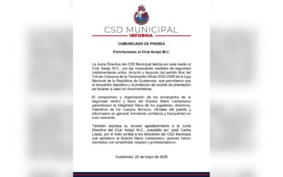 CSD Municipal felicita públicamente a Xelajú MC por la impecable organización y seguridad en la gran final