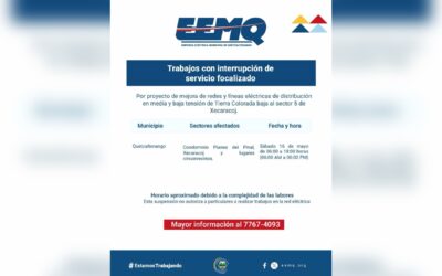 EEMQ anuncia suspensión focalizada del servicio eléctrico por mejoras en la red