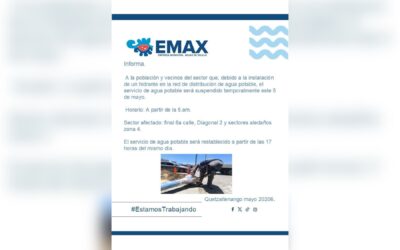 Suspensión de agua potable este 5 de mayo en zona 4 de Xela