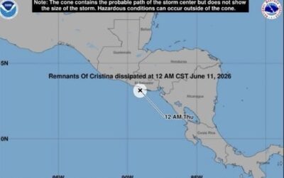 Remanentes de «Cristina» mantendrán fuertes lluvias con actividad eléctrica hasta el viernes