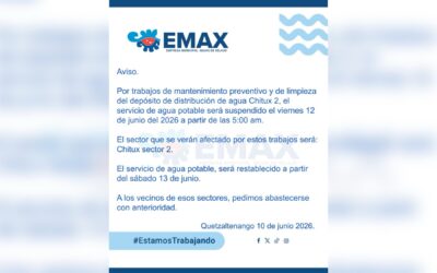 Vecinos de Chitux 2 deberán abastecerse: EMAX anuncia suspensión de agua por mantenimiento
