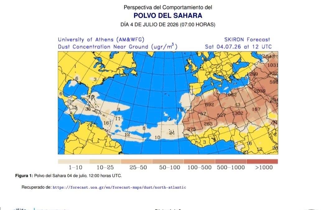 Masa de polvo del Sahara ingresará al territorio nacional este sábado.