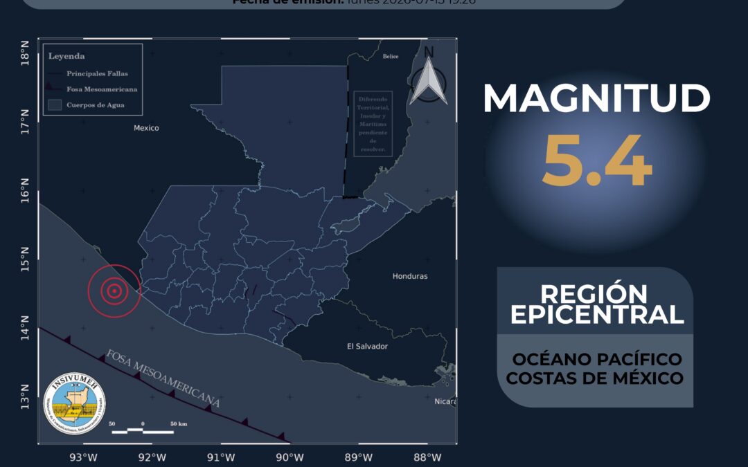 Insivumeh reporta sismo de magnitud 5.4 sensible en Guatemala