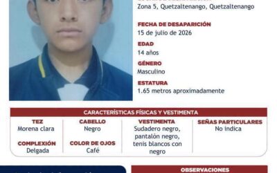 Activan Alerta Alba-Keneth por la desaparición de adolescente en Quetzaltenango