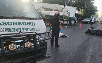 Motorista fallece tras ser arrollado por transporte pesado en el kilómetro 219 de la ruta CA-2 en Coatepeque.