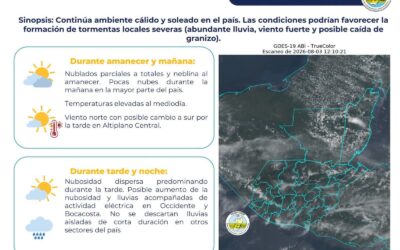Insivumeh prevé ambiente cálido y riesgo de tormentas locales severas
