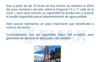 EMAX evaluará aforo de pozo mecánico
