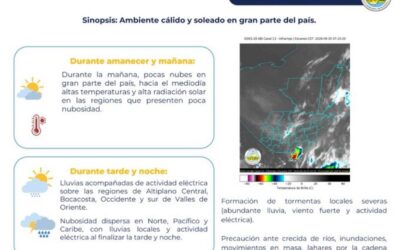 INSIVUMEH pronostica ambiente cálido y lluvias con actividad eléctrica para este 30 de septiembre