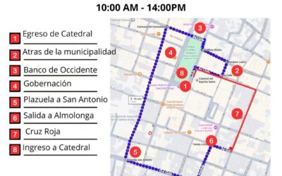 Anuncian cierres viales en zona 1 de Xela por procesión de la Virgen del Rosario